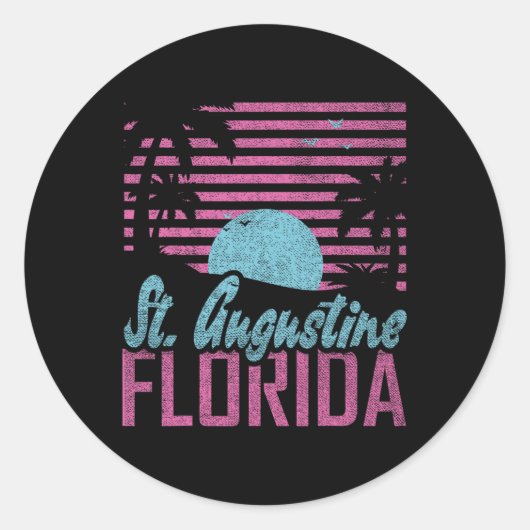Sticker Rond St. Augustine Floride Fl Citron État Miami Vibes (Devant)