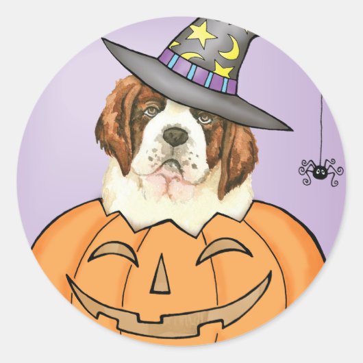 Sticker Rond St. Bernard Halloween (Devant)