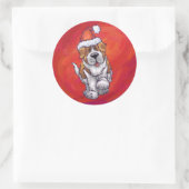 Sticker Rond St Bernard Noël En Rouge (Sac)