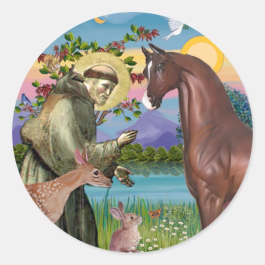 Sticker Rond St Francis - Cheval arabe brun (Devant)