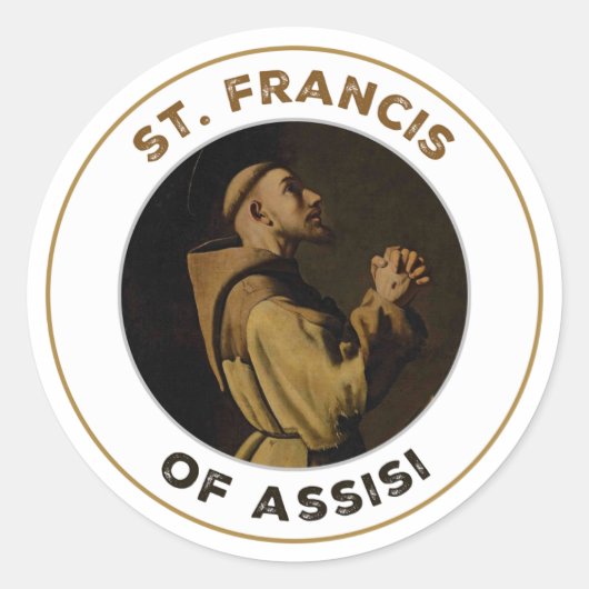 Sticker Rond St. François d'Assise Priez pour Nous (Devant)