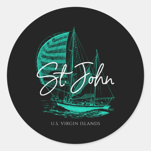 Sticker Rond St John Us Virgin Islands Voilier (Devant)