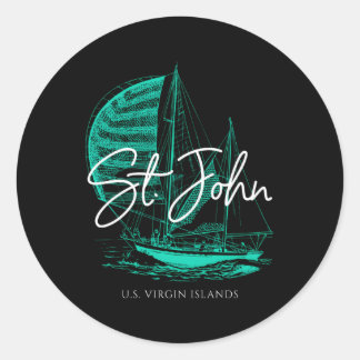 Sticker Rond St John Us Virgin Islands Voilier