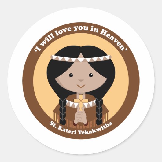 Sticker Rond St. Kateri Tekakwitha (Devant)