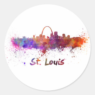 Sticker Rond St Louis skyline in watercolor