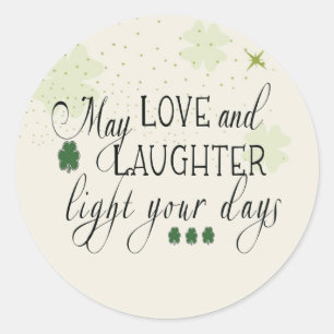 Sticker Rond St Partick's Day Irlandais Bénédiction Shamrocks v