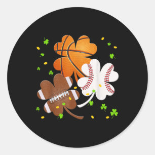 Sticker Rond St Patrick Day Clover Football Baseball Basketball