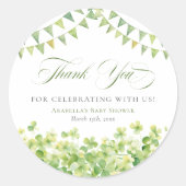 Sticker Rond St. Patrick’s Day Green Shamrock Baby Shower (Devant)