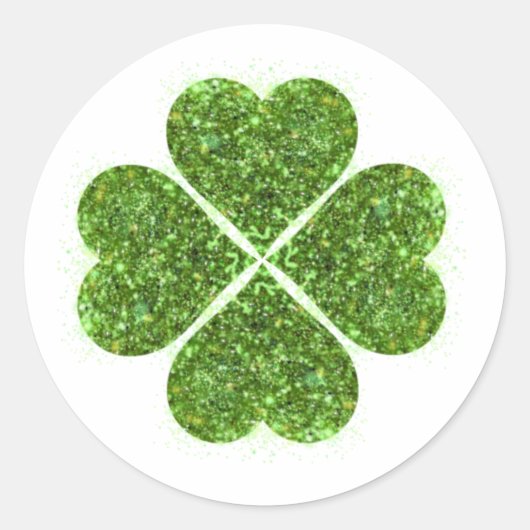 Sticker Rond St Patrick’s day, trèfle vert irlandais (Devant)