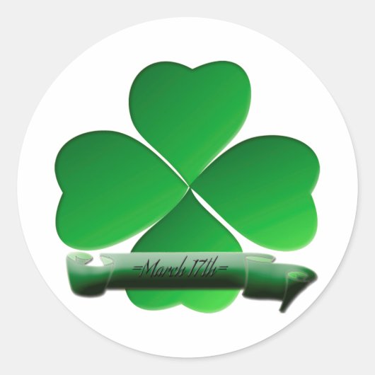 Sticker Rond St Patrick's Day 4 Leaf Clover (Devant)