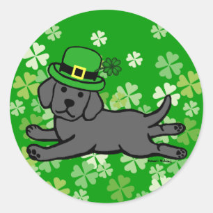 Sticker Rond St. Patrick's Day Black Lab Baby