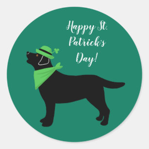 Sticker Rond St. Patrick's Day Black Labrador Green Fashion