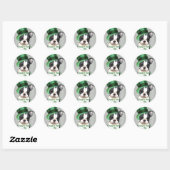 Sticker Rond St. Patrick's Day Boston Terrier (Feuille)