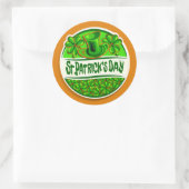 Sticker Rond St Patrick's Day Casquette Shamrock Green Orange (Sac)
