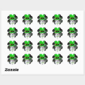 STICKER ROND ST PATRICK'S DAY CHAT AVEC LEPRECHAUN CASQUETTE CL (Feuille)