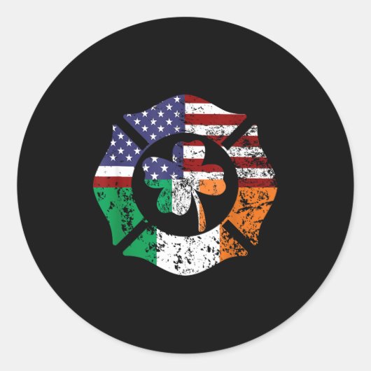 Sticker Rond St Patrick's Day Fireman Gift Proud Firefighter Qu (Devant)