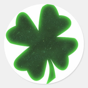 Sticker Rond St. Patrick's Day Four Leaf Clover