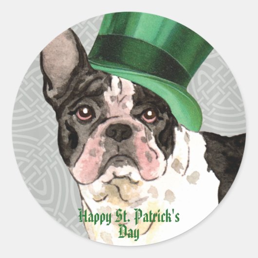 Sticker Rond St. Patrick's Day French Bulldog Classic Round Sti (Devant)