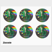 Sticker Rond St. Patrick's Day Gold Rainbow Clover Baby shower (Feuille)