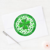 Sticker Rond St Patrick's Day Good Luck Shamrocks Personalized (Enveloppe)
