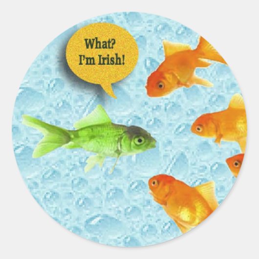 Sticker Rond St. Patrick's Day, Humour de poisson rouge (Devant)
