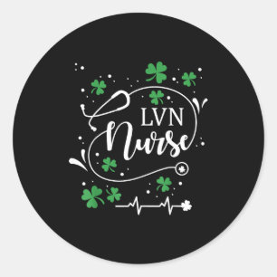 Sticker Rond St patrick's day infirmière lvn trèfle irlandais s