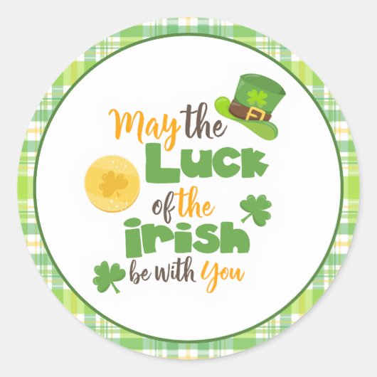 Sticker Rond St Patrick's Day Luck of the Irish Plaid (Devant)