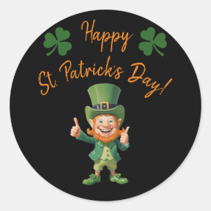 Sticker Rond St Patrick's Day Party-Leprechaun