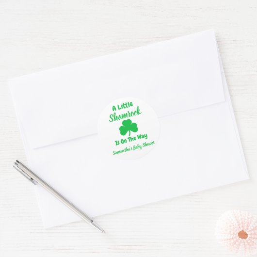 Sticker Rond St Patrick's Day, petit Shamrock (Enveloppe)