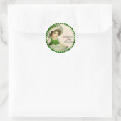 Sticker Rond St Patrick's Day Petite fille irlandaise (Sac)