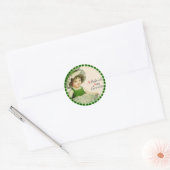 Sticker Rond St Patrick's Day Petite fille irlandaise (Enveloppe)