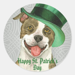 Sticker Rond St. Patrick's Day Pit Bull
