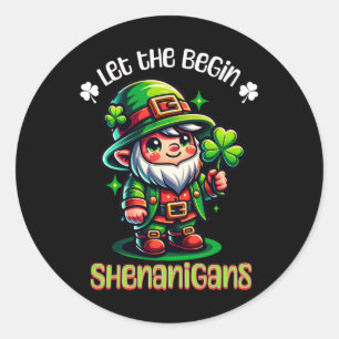 Sticker Rond St Patricks Day Que Les Shenanigans Commencent Hom