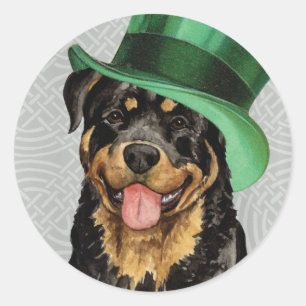 Sticker Rond St. Patrick's Day Rottweiler