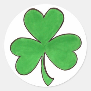 Sticker Rond St. Patrick's Day Shamrock vert chanceux Clover