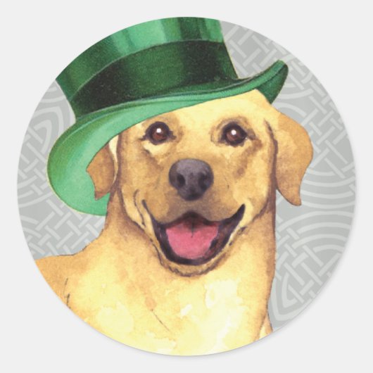 Sticker Rond St. Patrick's Day Yellow Lab (Devant)