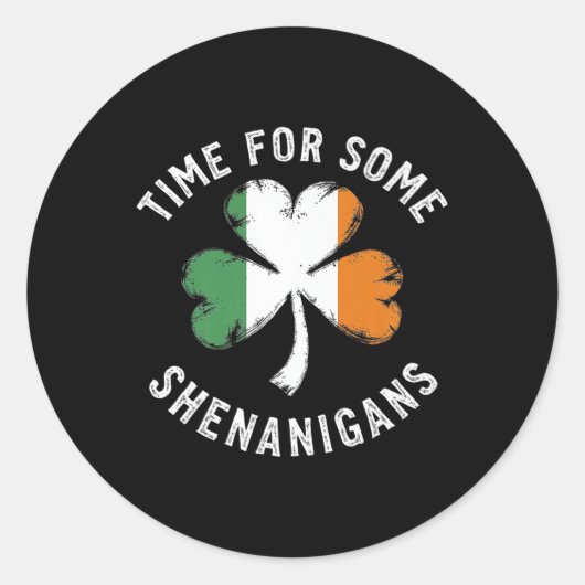 Sticker Rond St. Patricks Temps Pour Certains Shenanigans Clove (Devant)