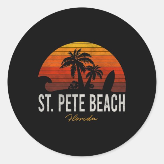 Sticker Rond St Pete Beach Floride Fl Palms Surf de vacances so (Devant)