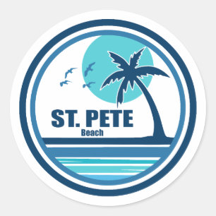 Sticker Rond St. Pete Beach Floride Palm Tree Birds