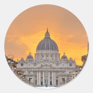 Sticker Rond St. Peter's Basilica at Sunset, Vatican City