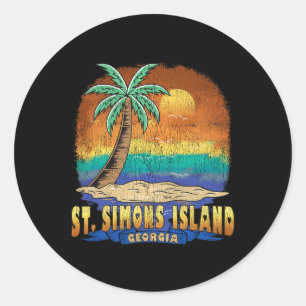 Sticker Rond St. Simons Island Géorgie Souve Vintage en détress