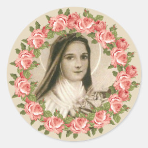 Sticker Rond St Therese de Lisieux avec l'autocollant de