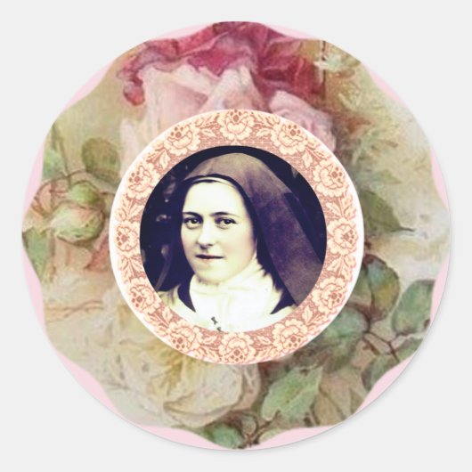 Sticker Rond St Therese le petit Rose de fleurs (Devant)