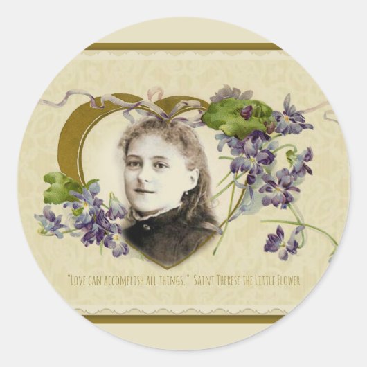 Sticker Rond St Thérèse les Petites Violettes Fleurs (Devant)