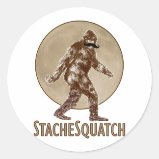 Sticker Rond STACHESQUATCH I Moustache si vous avez vu mon squa