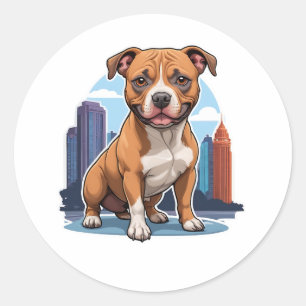 Sticker Rond Staffordshire Bull Terrier