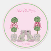 Sticker Rond Staffordshire Chiens Chinoiserie Ginger Jar Jars (Devant)