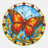 Sticker Rond Stained glass window butterfly (Devant)