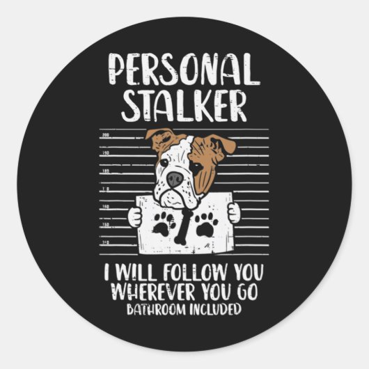 Sticker Rond Stalker Anglais Bulldog Fun (Devant)
