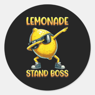 Sticker Rond Stand de citronnade Boss Été Entrepreneur Cool Lem